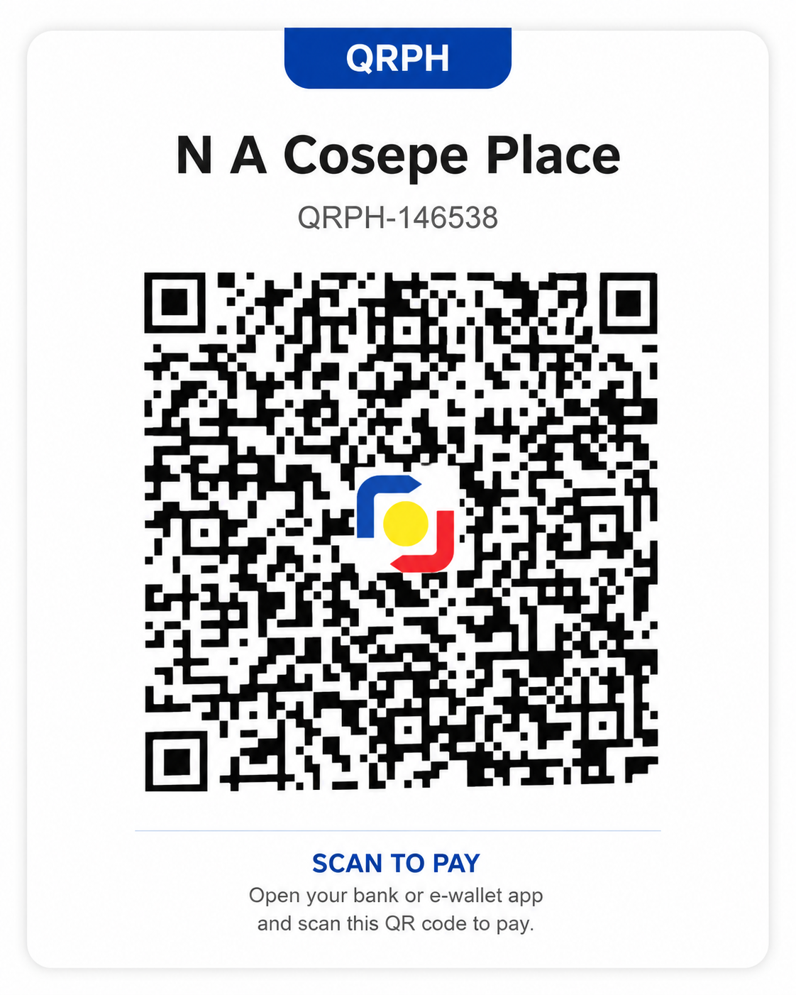 Original QRPH code for N A Cosepe Place